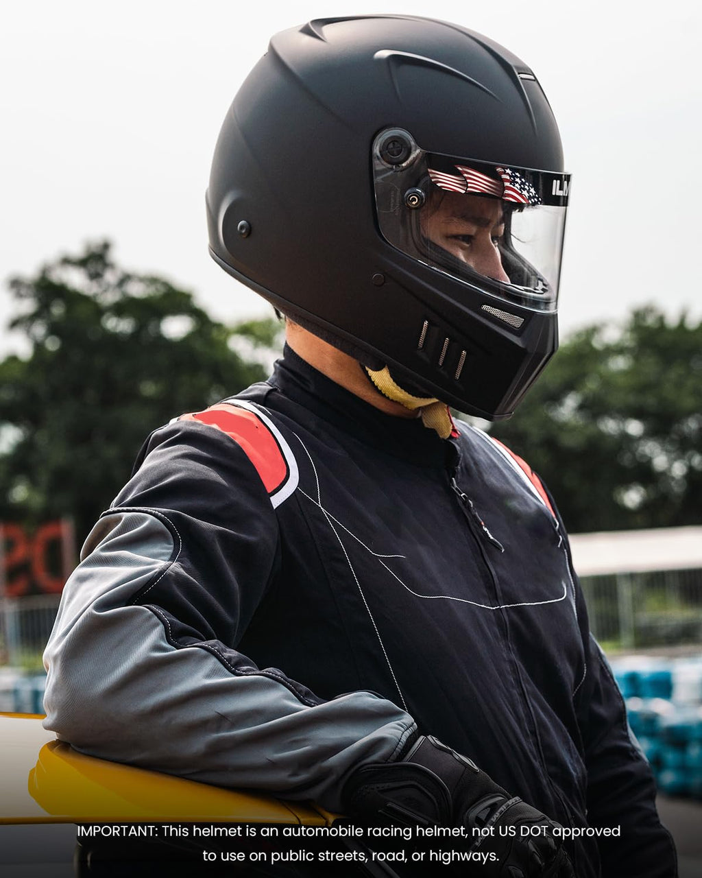 ILM Snell SA2025 Full Face Auto Racing Helmets Lightweight Fiberglass for Adult Men and Women Model 890