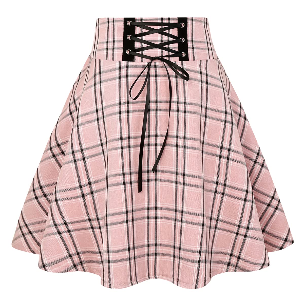 IDEALSANXUN Gothic Plaid Mini Skirts for Women Short High Waist Plaid Skirts
