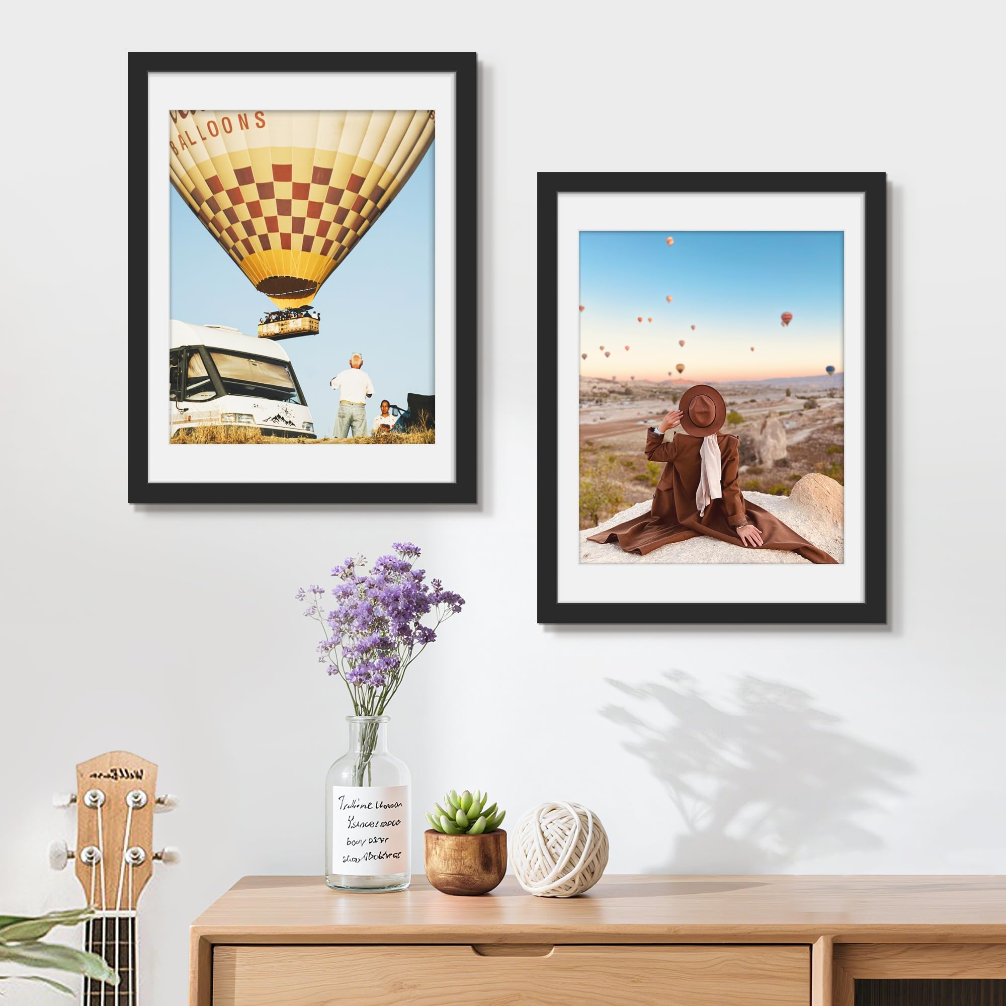 Picrit 24x34 Black Poster Frame 7 Pack, Display Pictures 20x30 Picture with Mat or 24 x 34 without Mat for Horizontal or Vertical Wall Mounting, Wall Gallery Photo Frames