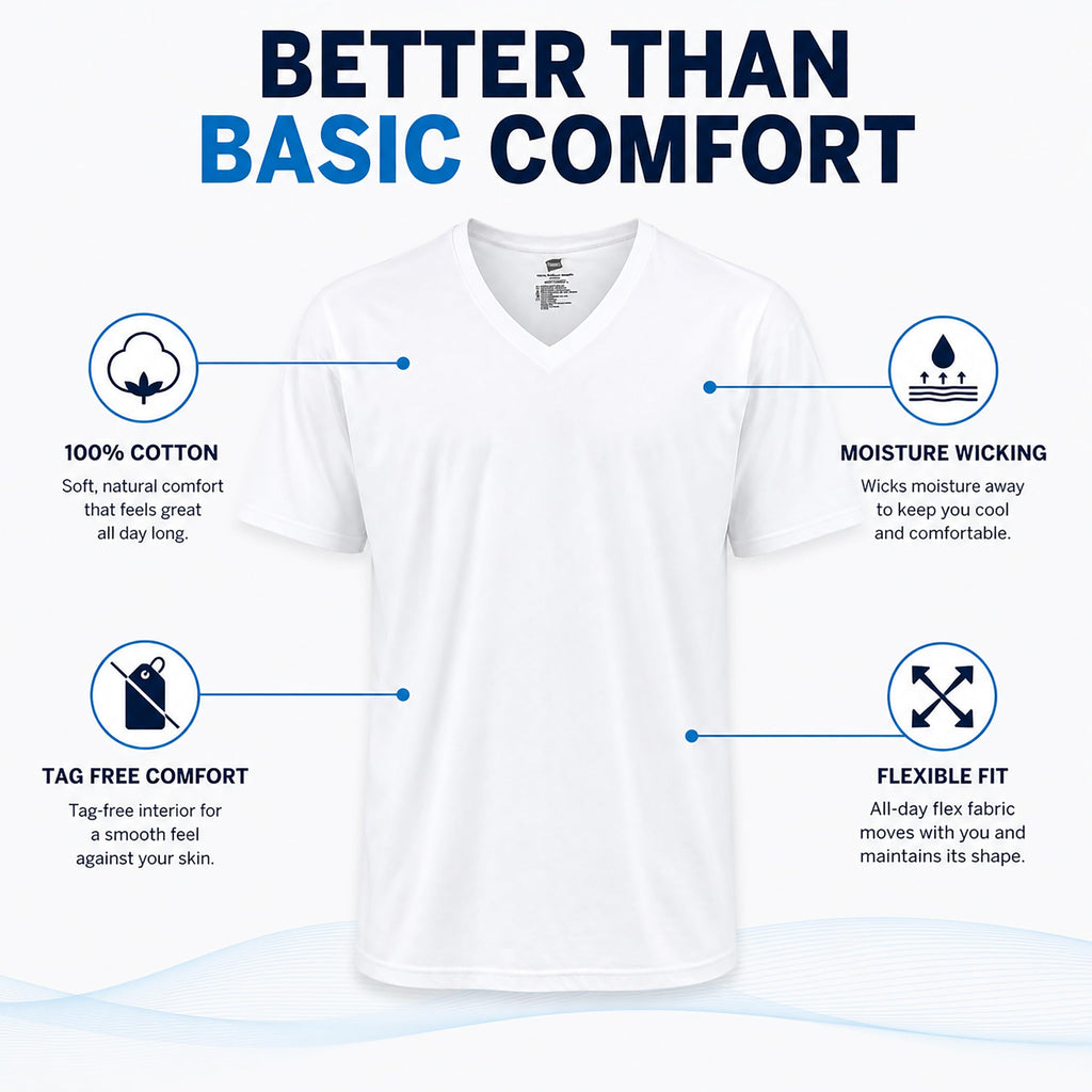 Hanes Men's Undershirts T-Shirt Pack, V-Neck Cotton Tees for Men, Moisture-Wicking, Odor Control, White Multi-Pack