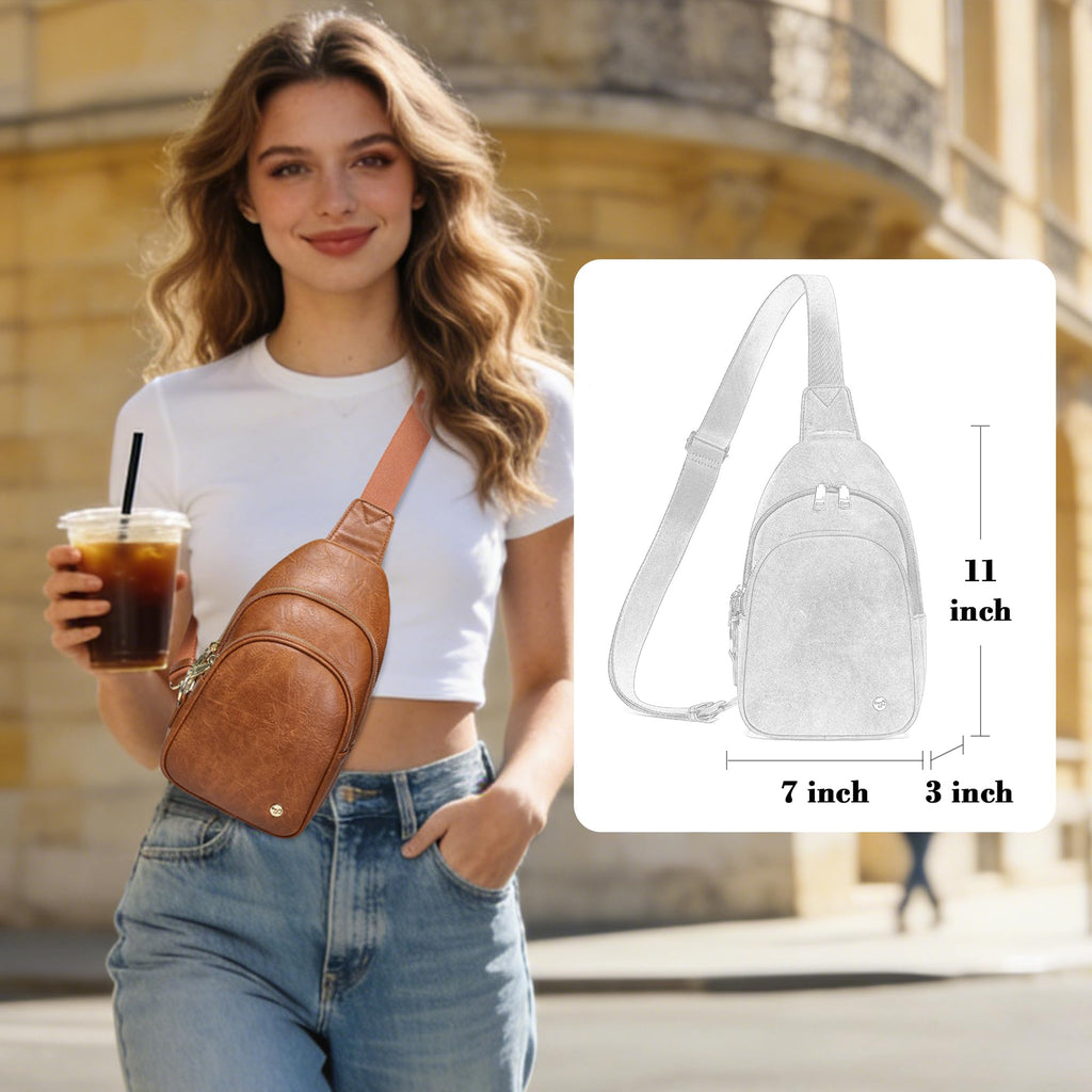 INICAT Small Crossbody Sling Bags Faux Leather Fanny Packs Purses for Women Everyday & Travel