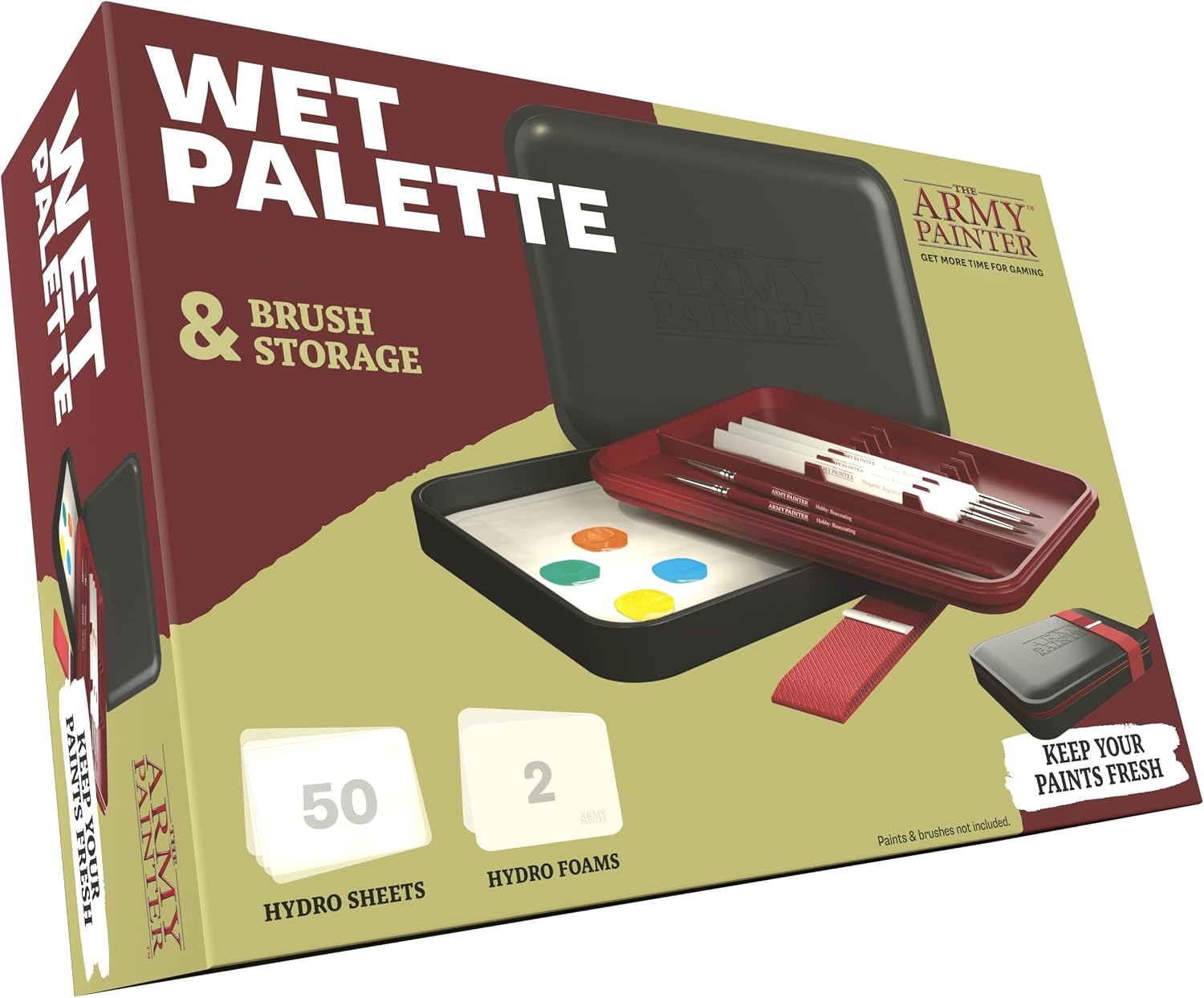 The Army Painter Wet Palette, for Acrylic Paint, Incl. 50 Sheets, 2 Foams & Paint Brush Storage - for Miniature Painting, D&D & Warhammer
