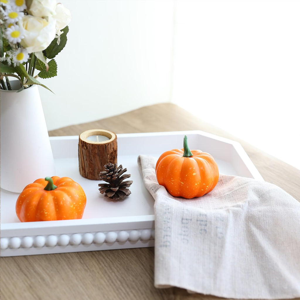 Hrastany Wood Rustic Serving Tray with Beads, Farmhouse Black Decorative Tray for Table Centerpiece, Christmas Wedding Halloween Home Decor