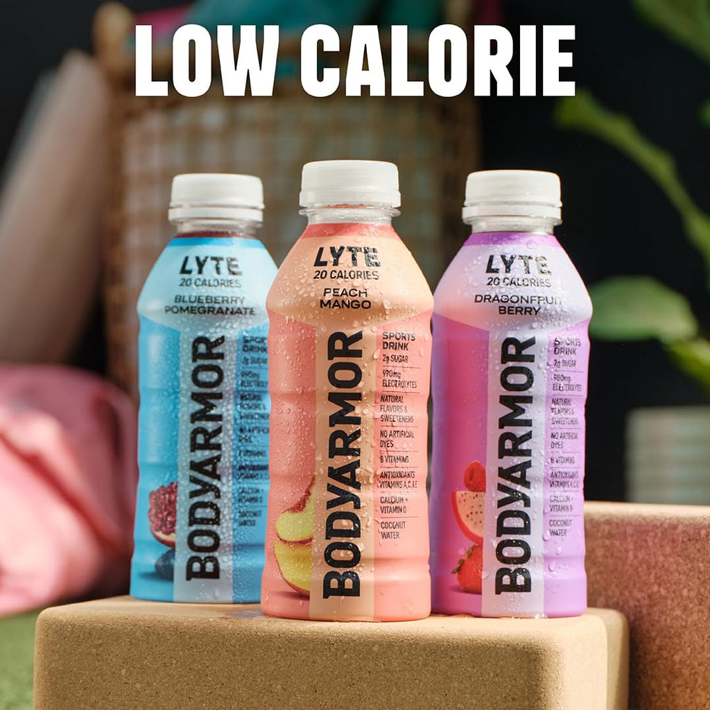 BODYARMOR Lyte Sports Drink Low-Calorie Beverage, Blueberry Pomegranate, Coconut Water Hydration, Natural Flavors with Vitamins, Potassium-Packed Electrolytes, 16 Fl Oz (Pack of 12)