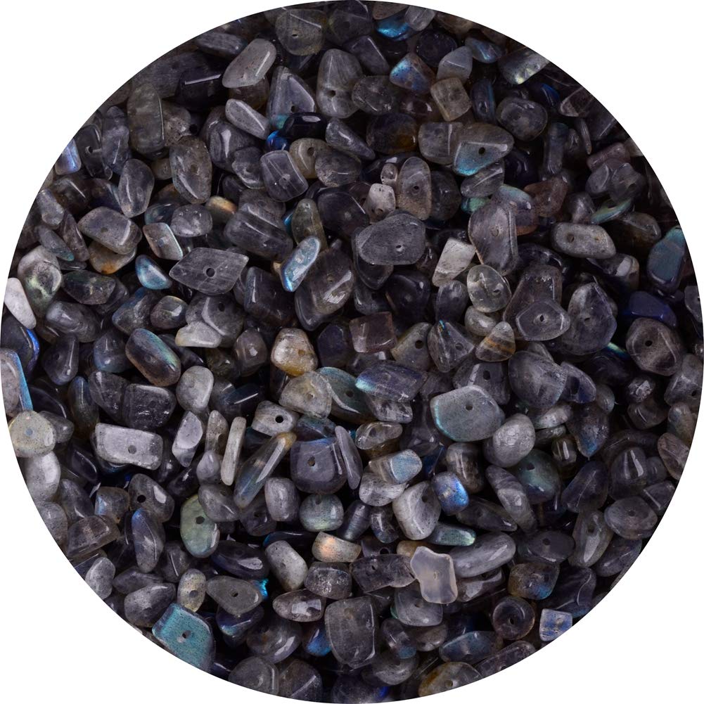 Chip Stone Beads Turquoise 5-8mm About 400 Pieces Irregular Gemstones Healing Crystal Loose Rocks Bead Hole Drilled DIY for Bracelet Jewelry Making Crafting (5-8mm, Turquoise)