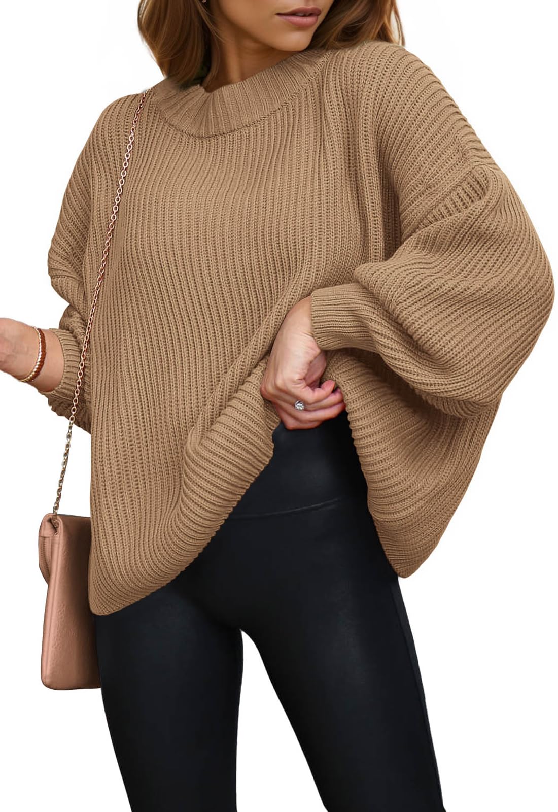 PRETTYGARDEN Womens Sweaters Spring 2026 Oversized Chunky Knitted Pullover Sweater Casual Long Sleeve Crewneck Cute Sweaters