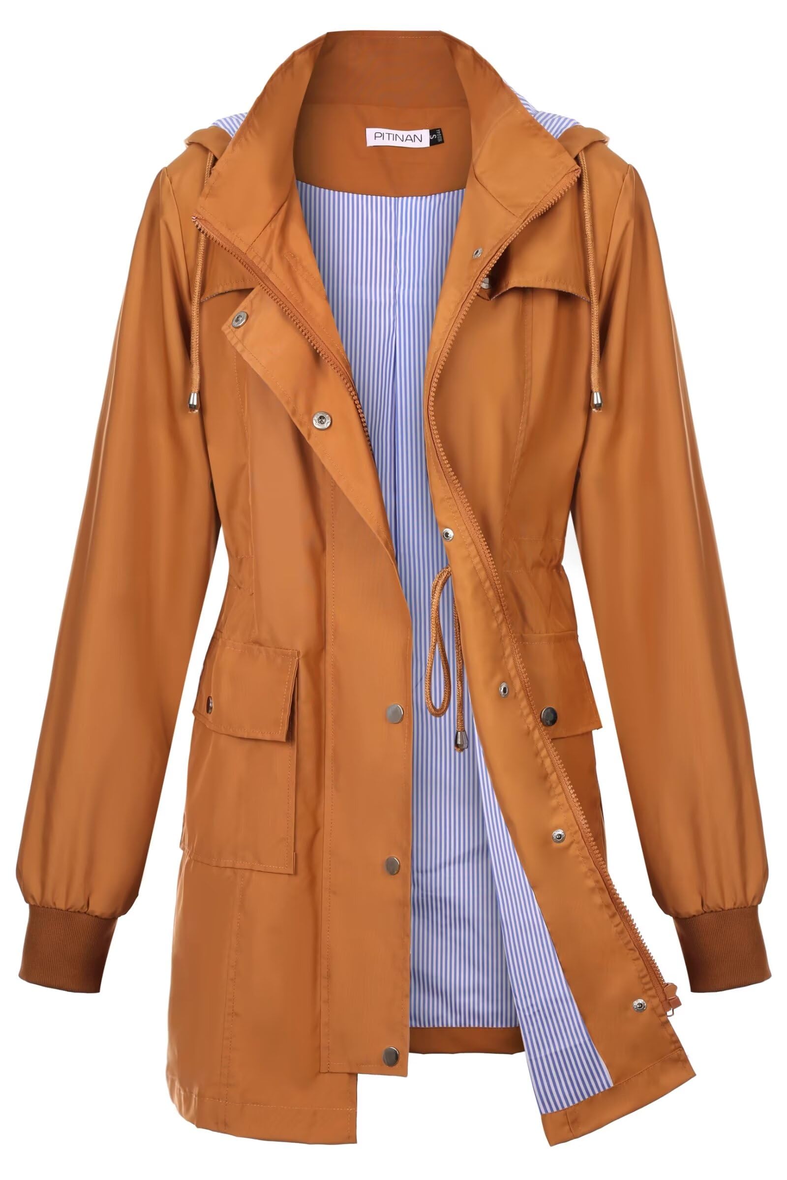 PITINAN Rain Jackets For Women Waterproof Rain Coats with Hood Lightweight Windbreaker Outdoor Womens Raincoats