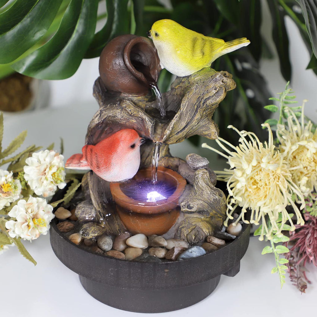 Ferrisland Tabletop Water Fountain, Zen Meditation Indoor Waterfall Fountain, Heart Shape Decoration with LED Light for Home Office Bedroom Relaxation Decor, Gift Ideas