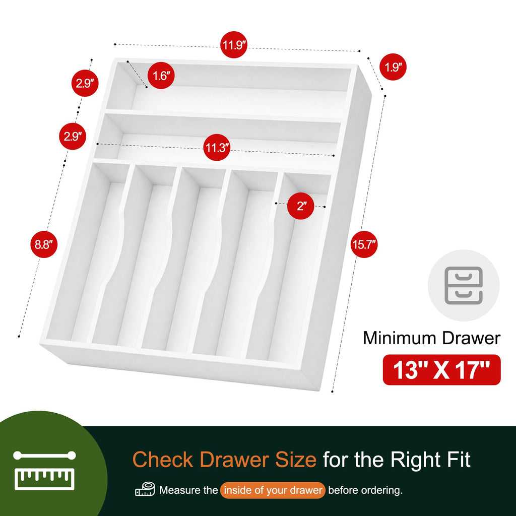 Expandable Acacia Kitchen Drawer Organizer for Cutlery and Utensils, Adjustable Acacia Wood Cutlery Tray in Drawer for Flatware and Silverware in Kitchen