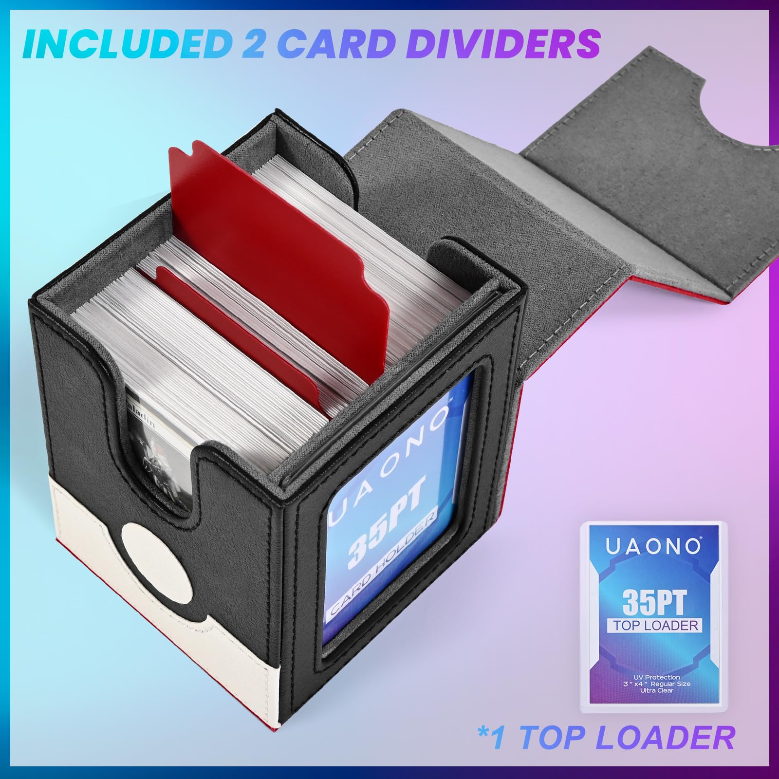 UAONO 4 Pack MTG Commander Deck Box, Independent Commander Display, Fits 400 Double-Sleeved Cards, Magnetic Deck Case for Magic the Gathering TCG, 8 Dividers & 4 Top Loaders (4 Color)