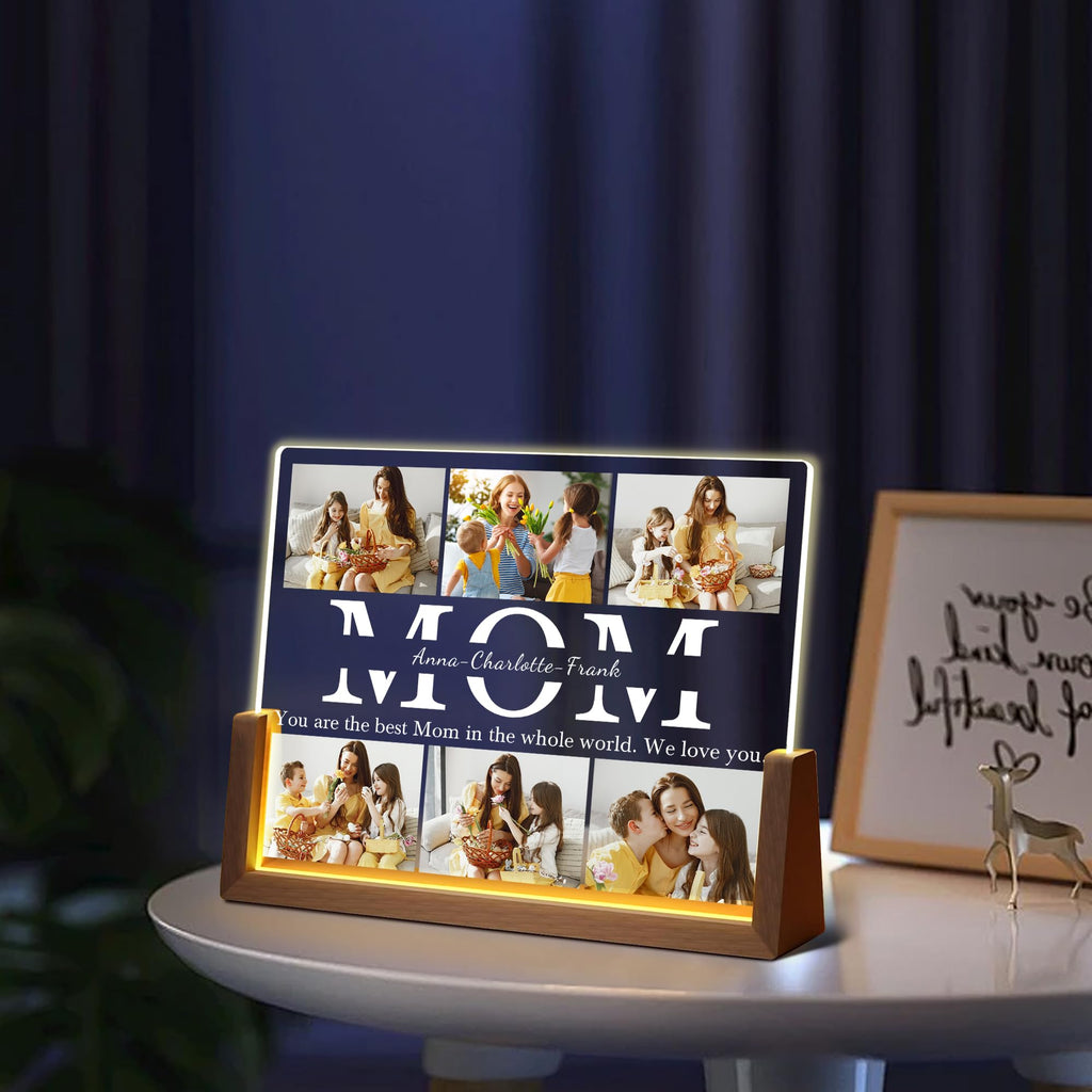 Personalized Fathers Day Birthday Gifts For Daddy Dad From Daughter Son Wife, Custom Acrylic Plaque Light Up Picture Frame, Customized Dad Gifts For Husband Men Papa Fathers Day Christmas