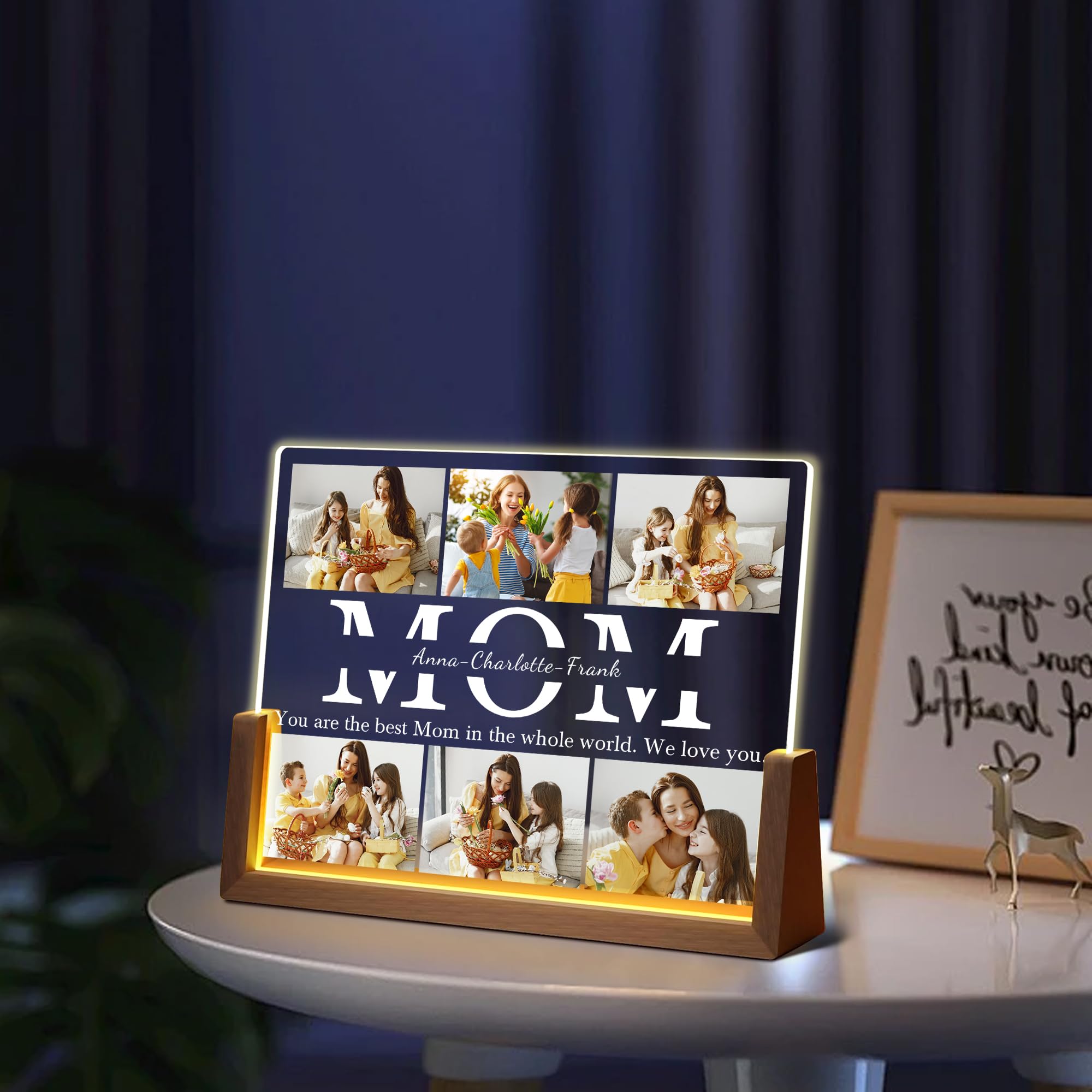 Personalized Fathers Day Birthday Gifts For Daddy Dad From Daughter Son Wife, Custom Acrylic Plaque Light Up Picture Frame, Customized Dad Gifts For Husband Men Papa Fathers Day Christmas
