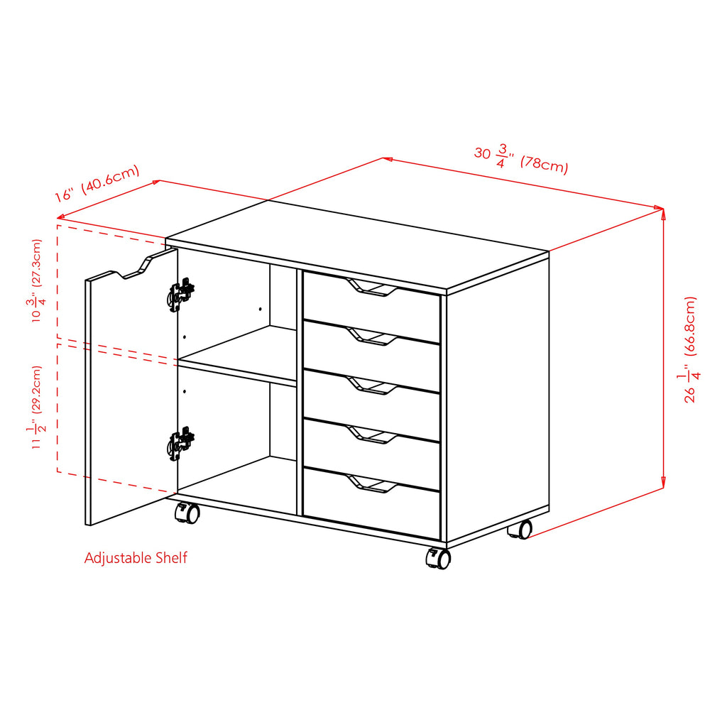 Winsome Halifax Mobile Storage Cabinet with Doors & Drawers, Stylish & Functional Home Storage Cabinet for Filing, Kitchen Organization, Moveable Furniture for Office, Dorms, Apartments