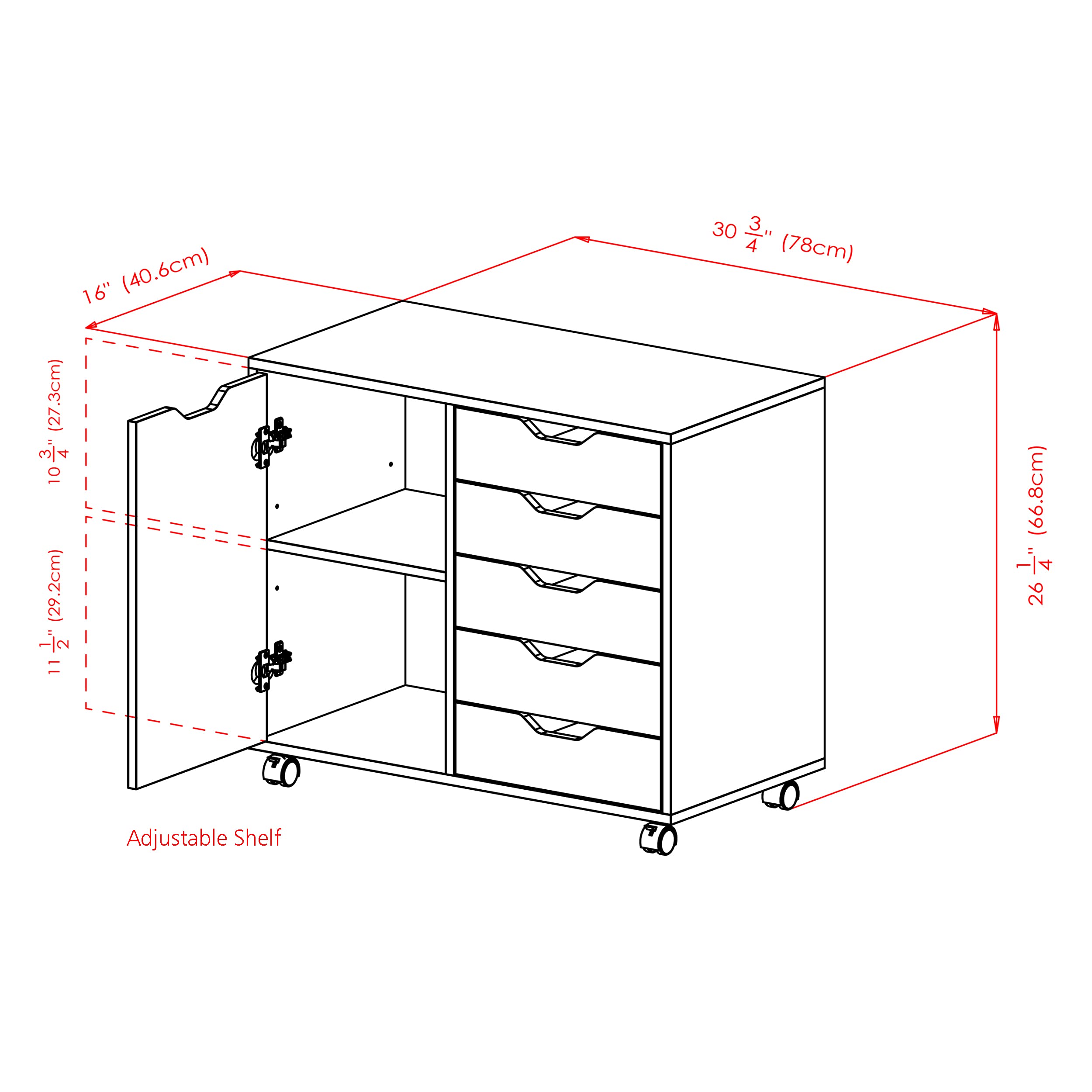 Winsome Halifax Mobile Storage Cabinet with Doors & Drawers, Stylish & Functional Home Storage Cabinet for Filing, Kitchen Organization, Moveable Furniture for Office, Dorms, Apartments