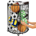 Hencawima Garage Ball Storage: Round Sports Equipment Organizer with Wheels, Sports Ball Rack With Elastic Rope, Ball Holder for Basketball, Soccer, Volleyball, Football, Garage, Gym, Outdoor (Black)