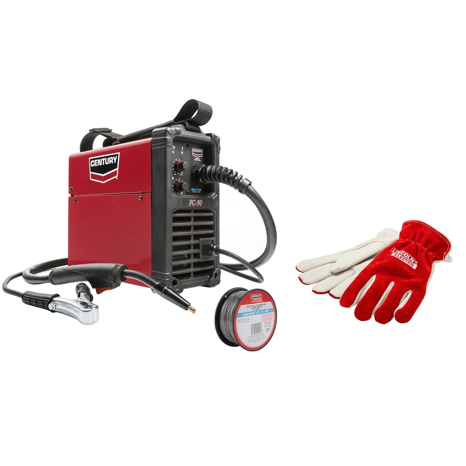 Lincoln Electric FC90 Flux-Cored Wire Feed Welder – Portable 120V Inverter Welder with Extra-Large Gloves and 1 lb. Spool of 0.035 Flux Core Wire