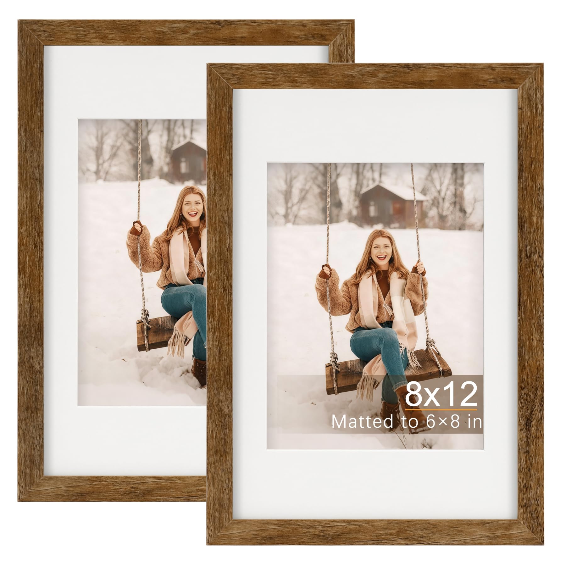TOFOREVO Picture Frames 4x4 Set of 2 Black Wood Grain Photo Frame for Gallery Wall Mounting or Tabletop Display