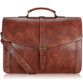 ESTARER Men's Leather Briefcase 15.6 Inch Laptop Computer Bag for Office/Business/Travel, Large Satchel Professional Pu Leather Messenger Shoulder Bag, Black