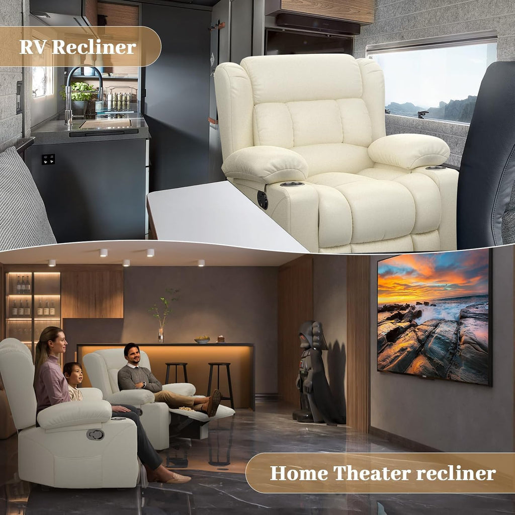 Recliner Chairs for Adults, FSC Certified Massage Reclining Chair with Heated Modern, Ergonomic Lounge Single Reclining Sofa Seat with Cup Holder & Pocket, Living Room Lounge Recliners Black