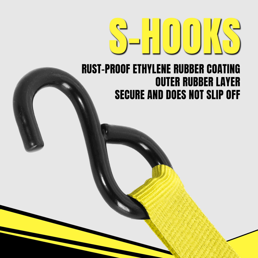 Cartman Ratchet Tie Down, 4Pk 15Ft, 500Lbs Load Cap/ 1500Lbs Break Strength, Cargo Straps for Moving Appliances, Lawn Equipment, Motorcycle in a Truck, with Carry Bag