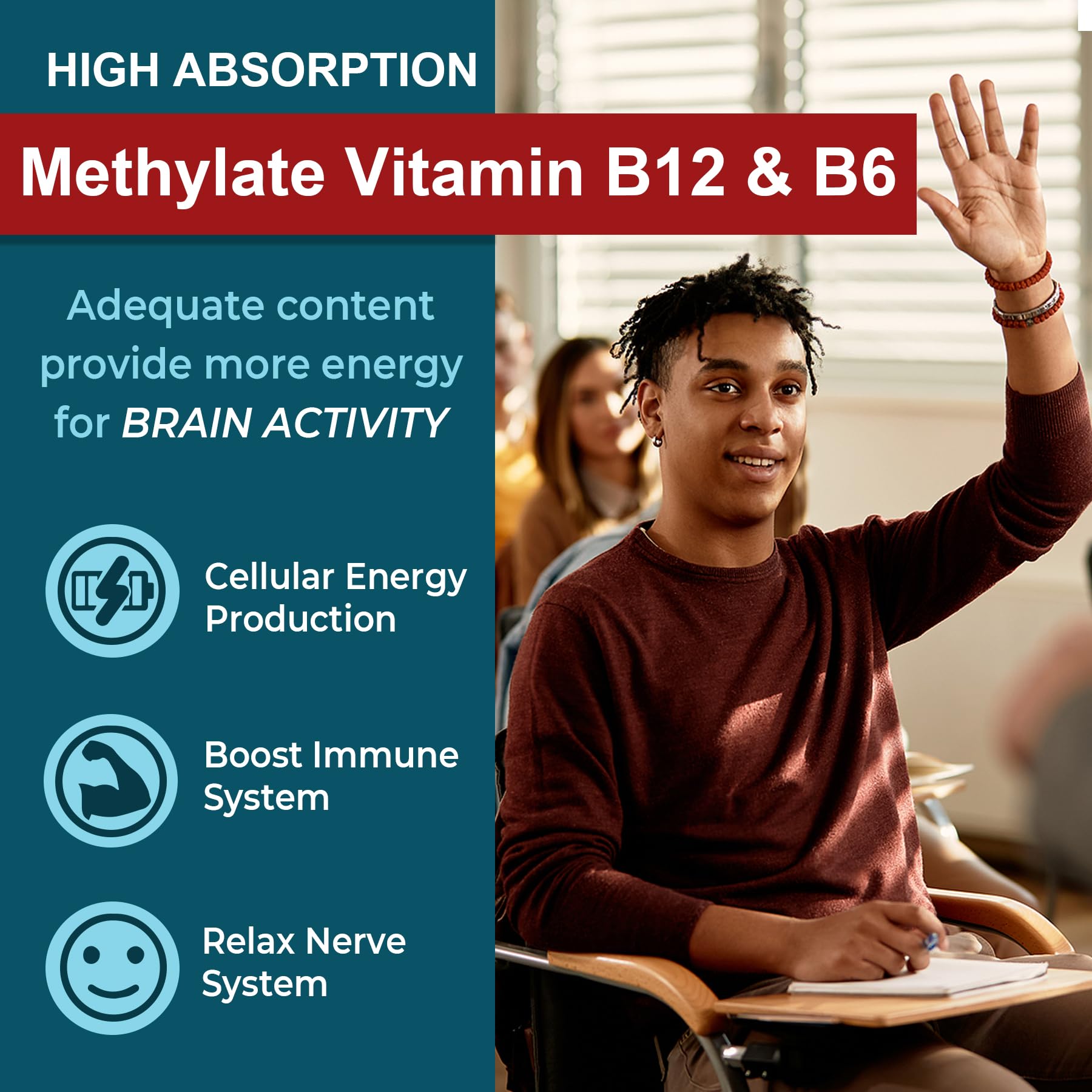 Sugar Free L-Tyrosine Gummies 300mg L-Theanine 200mg Vitamin B6 100mg & B12 500mcg, Brain Health Herbs 300mg w/Ginkgo Biloba, Rhodiola Rosea, Lion's Mane Mushroom for Sustained Focus & Energy, 1Pack
