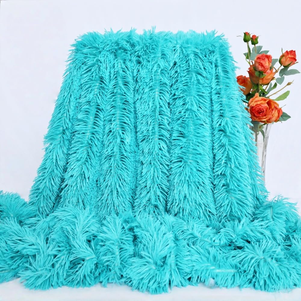Plush Super Soft Blanket Bedding Sofa Cover Furry Fuzzy Fur Warm Throw Qulit Cozy Couch Blanket for Winter (51"x63", Black)