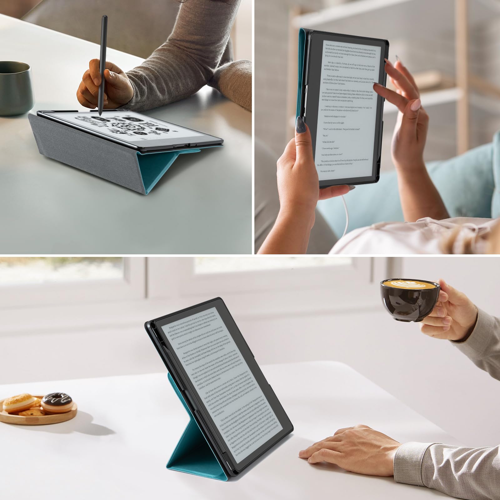 CoBak Stand Case for Kindle Scribe - Premium Folio Leather Cover with Pen Holder, Auto Sleep/Wake - Compatible with 10.2 Inch Kindle Scribe (2022/2024 Release)