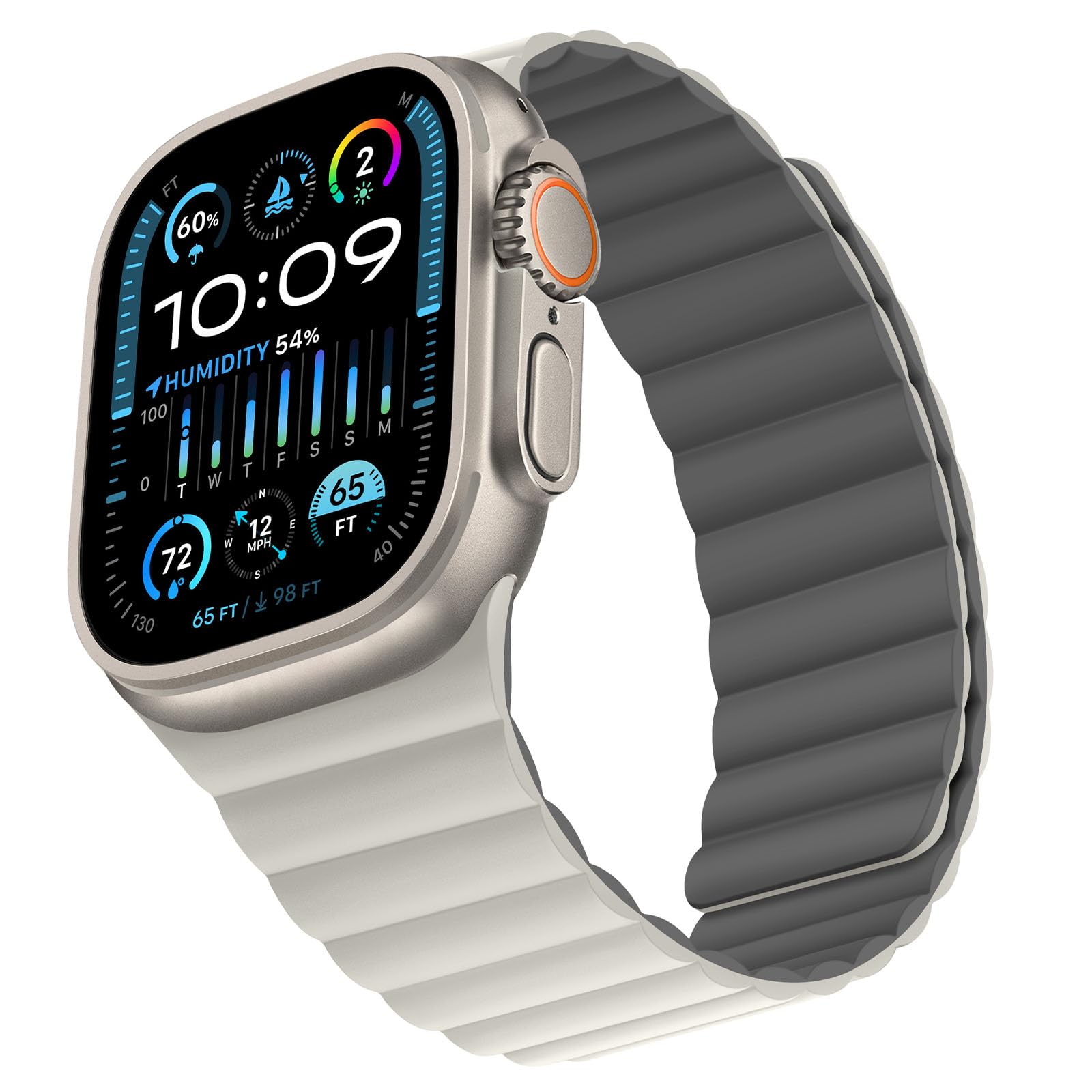 Bisikor Compatible with Apple Watch Band 49 46 45 44 42 41 40 38mm, Double Sided Wearable Silicone Magnetic Strap for iWatch Ultra SE Series 11 10 9 8 7 6 5 4 3 2 1 (38/40/41/42, Beige/Gray)