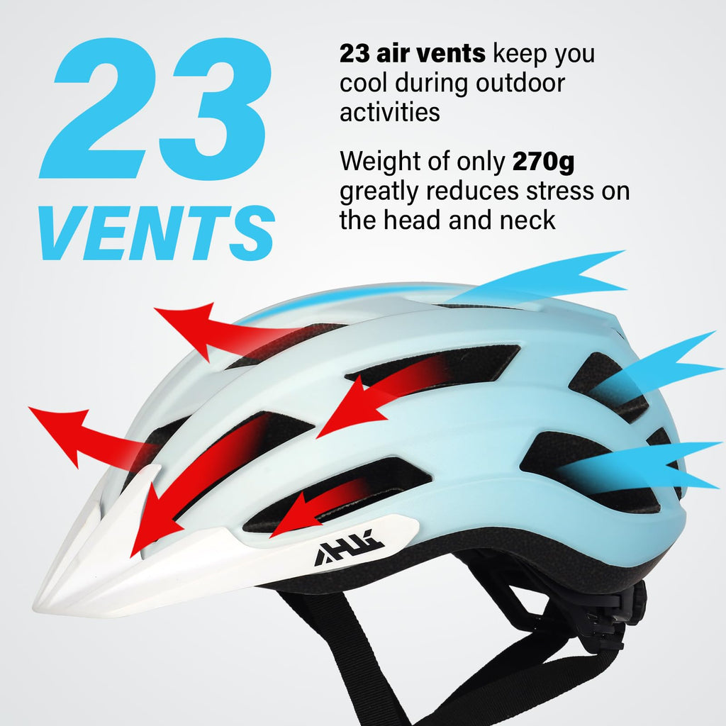 Youth Adult Road Bike Helmet, Men Women Adjustable Mountain Bicycle Helmet with Detachable Visor, 2 Sizes for Age 8-14+ Youth, Kids, Adult