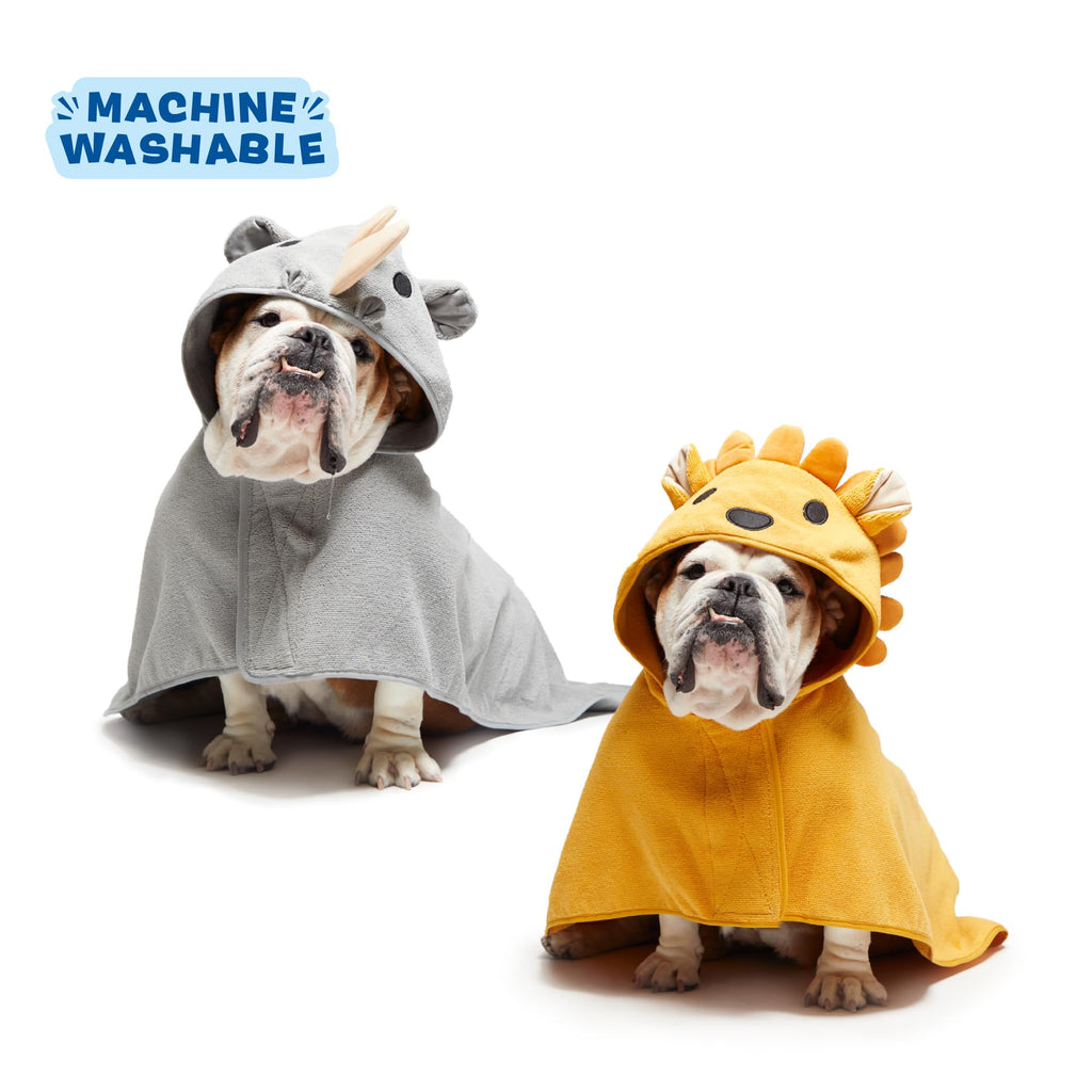 Barkbox Dog Bathrobe Fast Drying with Hook and Loop Closure & Wrap Tie Snuggle, Cute Dogs Clothes, Easy to Clean, Machine Washable, Dog Coats and Tumble Dry Low - Bunny, Medium