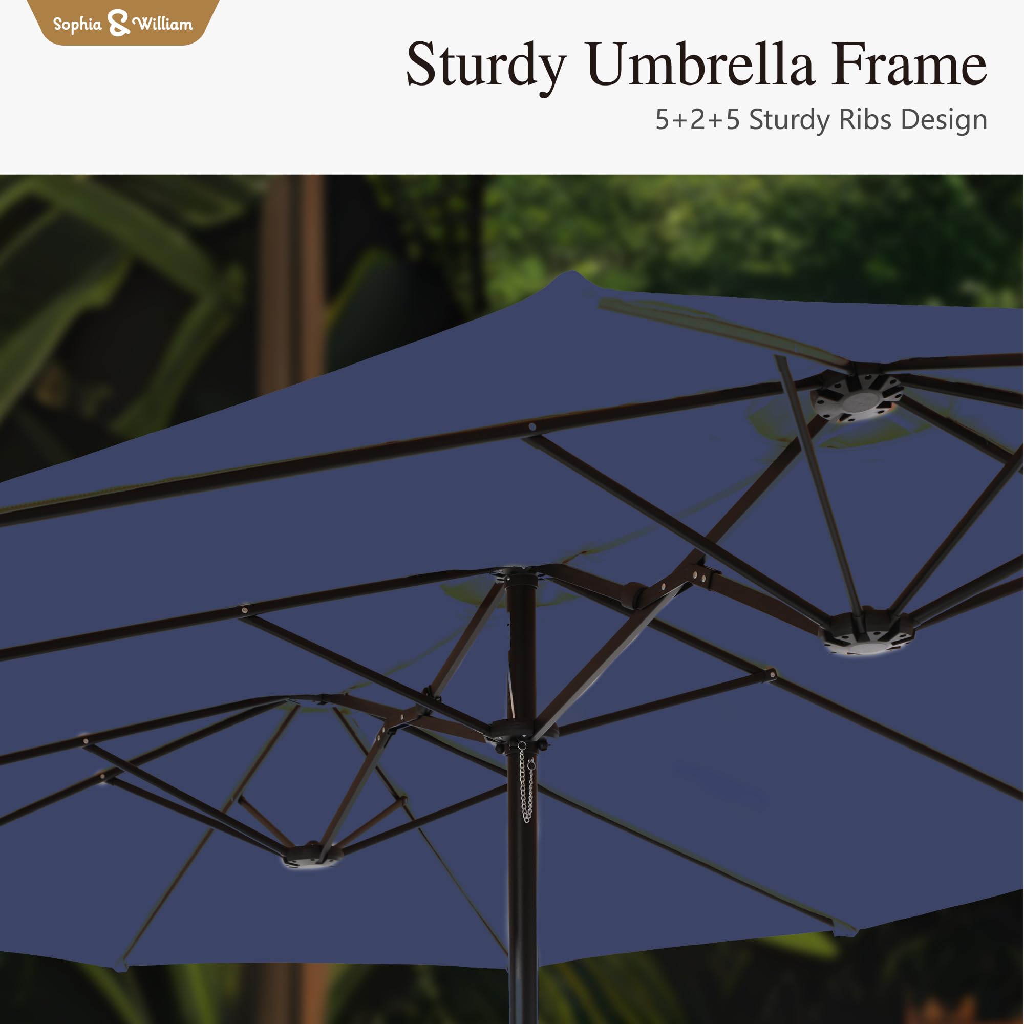 Sophia & William 15 ft Extra Large Patio Umbrella with Base Included, Rectangular Outdoor Umbrella Heavy Duty, Market Umbrella Double-sided Fade Resistant for Pool Garden Backyard, Beige