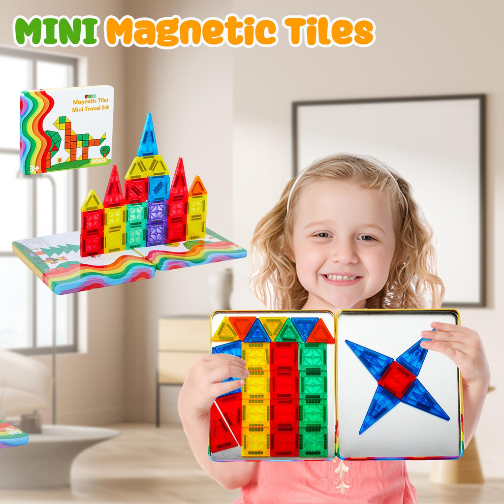 FNJO Magnetic Tiles, 110PCS Magnet Building Set, Magnetic Building Blocks, Construction STEM Learning and Playing Toys for Kids, Montessori Toy for Preschool Boys Girls