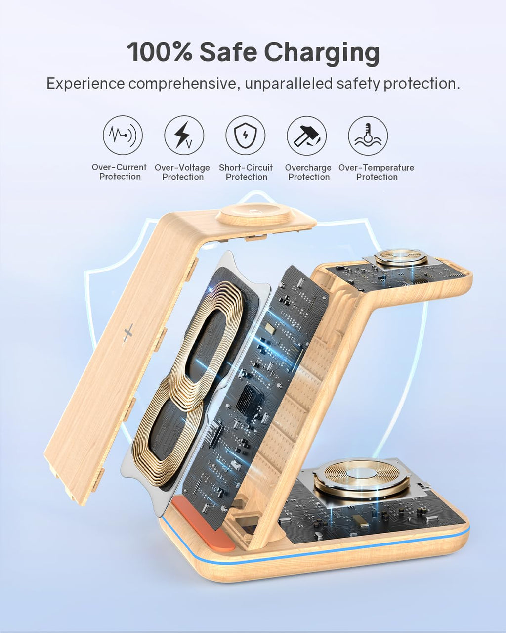 GEEKERA 3 in 1 Wireless Charging Station, Foldable Wireless Charger Stand for Multiple Apple Devices for iPhone 17 16-8, Apple Watch Ultra//11/10/9/SE/8/7/6/5, AirPods Pro/4/3/2