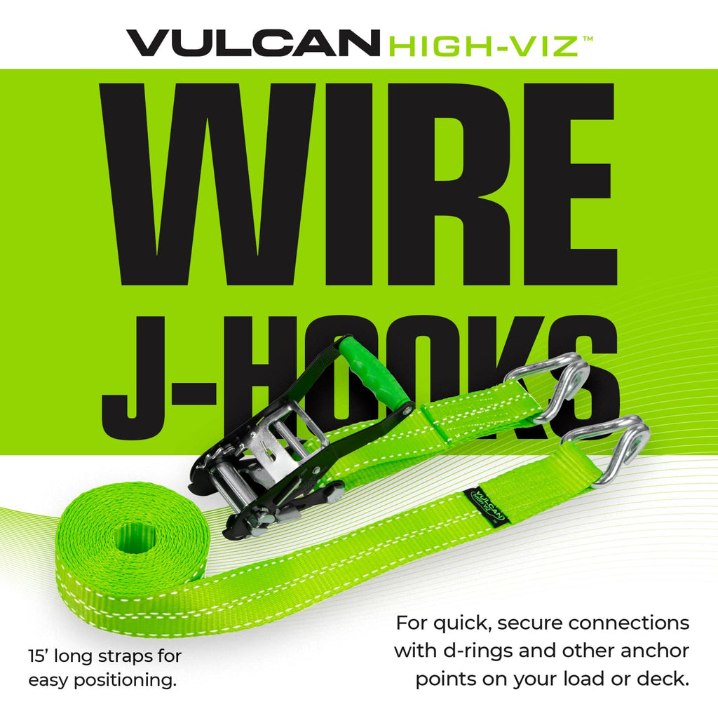 VULCAN Complete Axle Strap Tie Down Kit with Snap Hook Ratchet Straps - Classic Yellow - Includes (4) 22 Inch Axle Straps, (4) 36 Inch Axle Straps, and (4) 8' Snap Hook Ratchet Straps