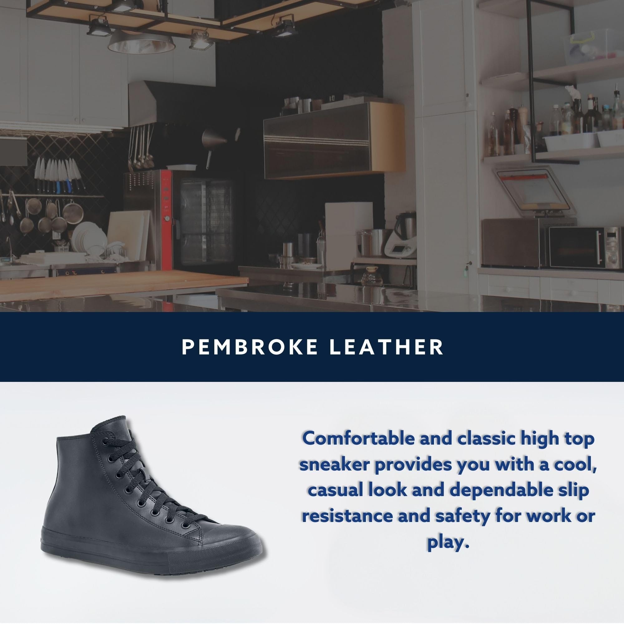 Shoes for Crews Unisex Slip-Resistant High-Top Work Sneakers – Comfortable, Water-Resistant Women's & Men's Shoes for Hospitality, Administrative Roles & More - Pembroke