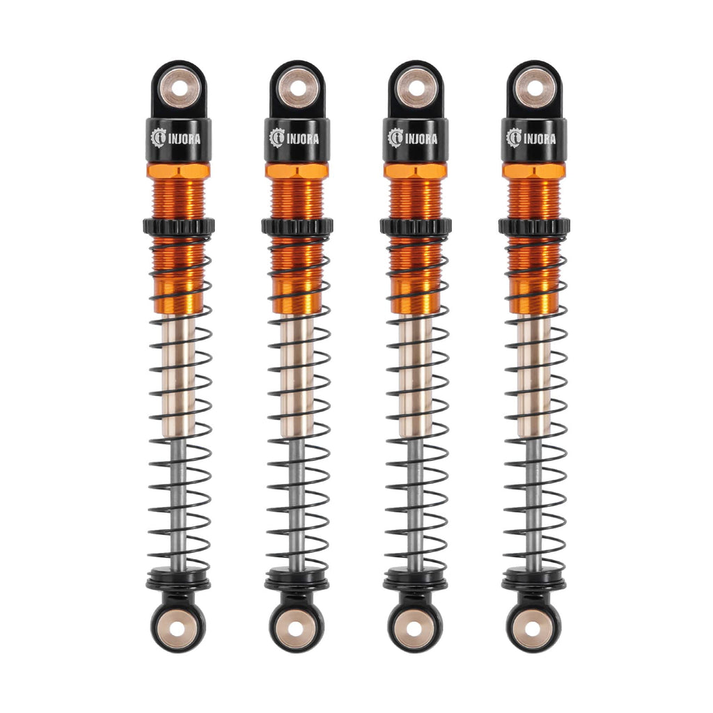 INJORA 51mm Shocks-Long Travel Threaded Double Barrel Damper for Axial AX24 SCX24 Upgrade 1/24 RC Crawler（Gold）