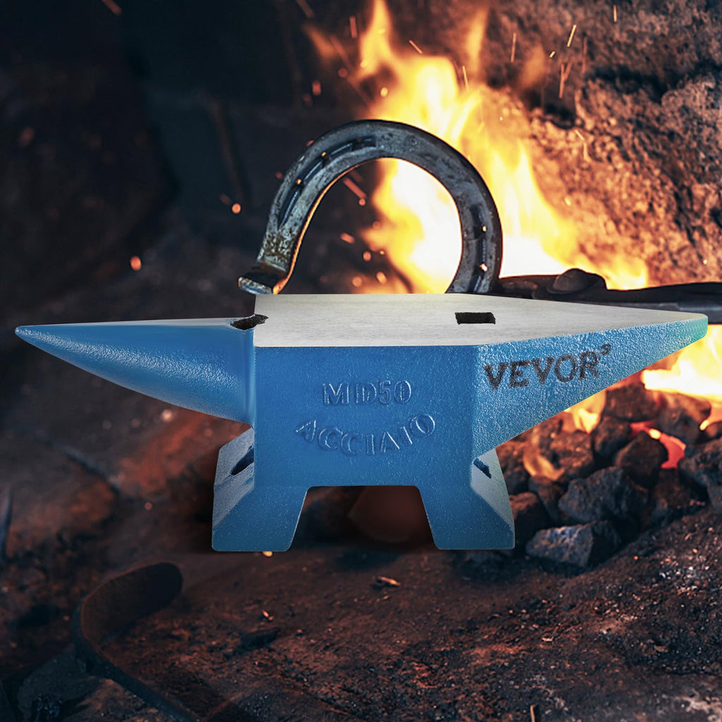 VEVOR Single Horn Anvil, 9 Lbs Cast Steel Anvil, High Hardness Rugged Round Horn Anvil Blacksmith, Compact Design and Stable Base, Forge Tools and Equipment, Metalsmith Tool for Bending and Shaping