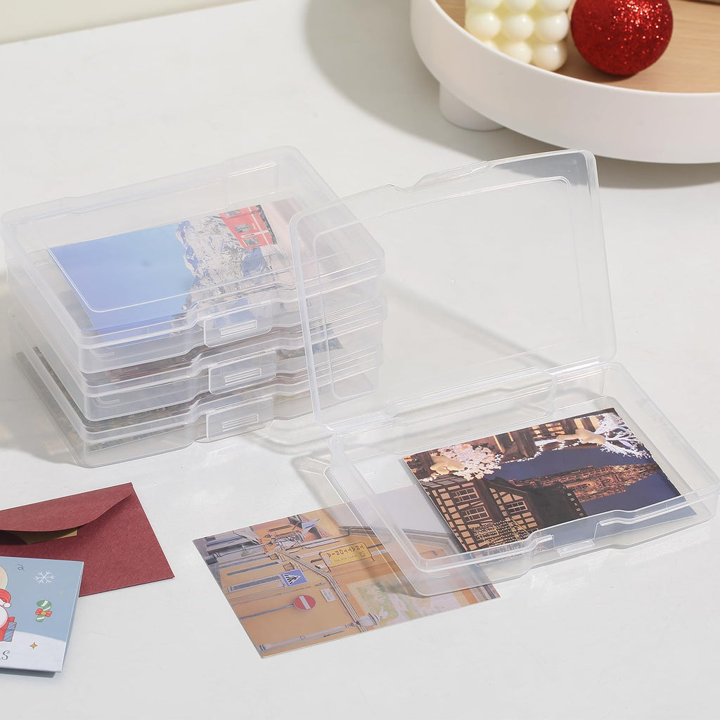 novelinks 12 Pack 4"x6" Photo Storage Boxes and Picture Organizer (Clear) | Photo Organizers and Storage, Task Boxes for Special Education, Picture Box, Photo Storage Containers, Flash Card Holder