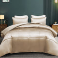 Whale Flotilla 2-Piece Reversible Silky Soft Twin Size Comforter Bedding Set, Luxurious Satin Comforters with Satin Pillowcase, Lightweight Duvet for All Seasons, Black
