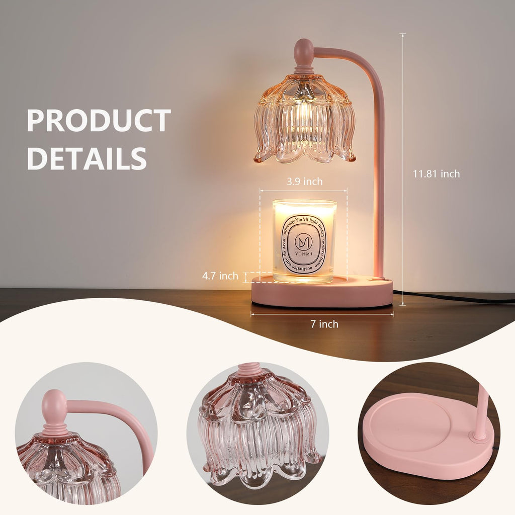 MEIXISUE Candle Warmer Lamp with Timer and Dimmer,Electric Amber Light Gifts for Women Melt Wax Warmer Lamp with 2 Bulbs for Candle Jars House Warming New Home Decor