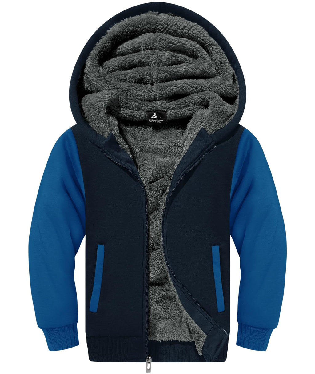 GEEK LIGHTING Boys Sherpa Lined Hoodie Kids Fleece Sweatshirt Full Zip Hooded Jacket