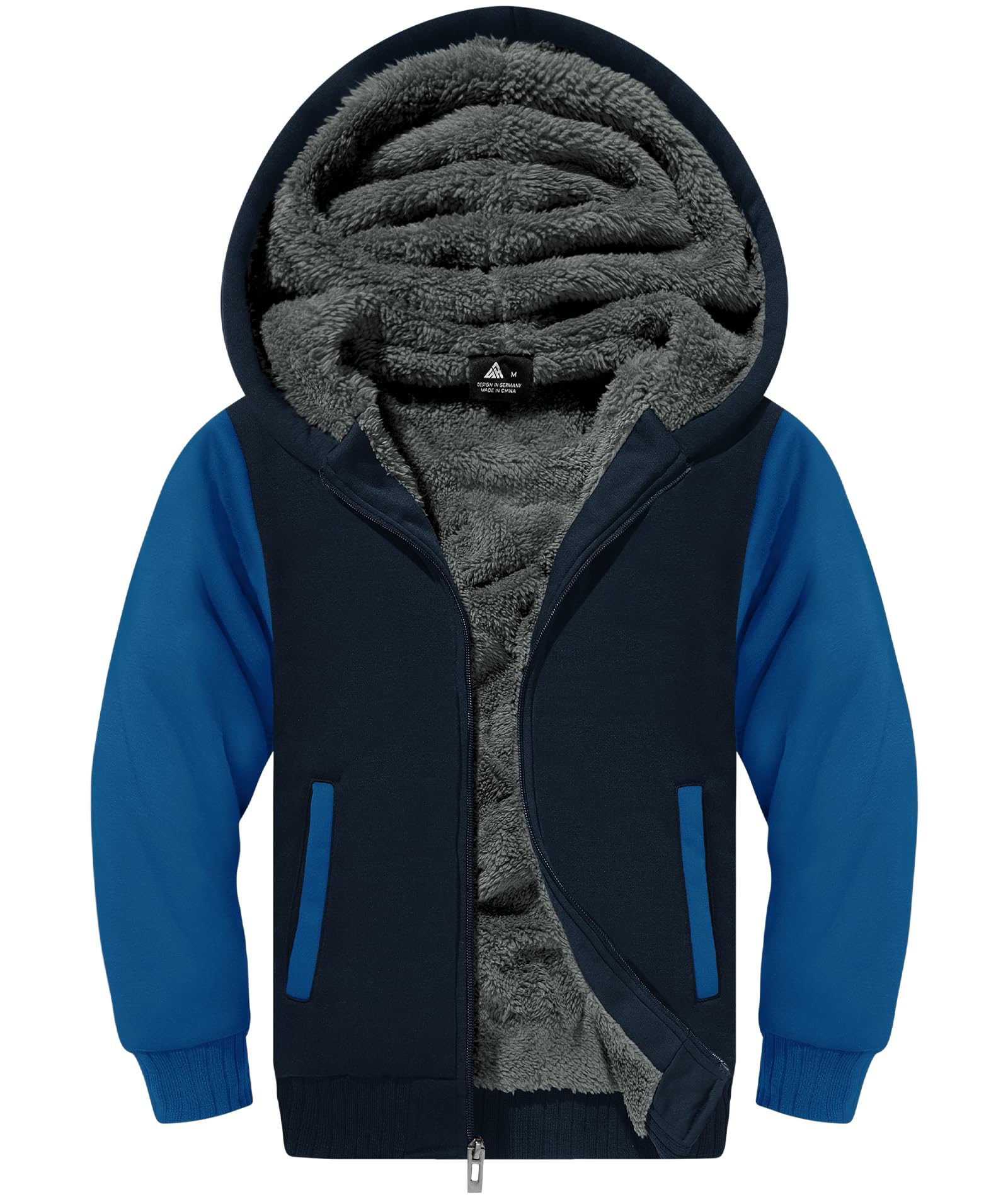 GEEK LIGHTING Boys Sherpa Lined Hoodie Kids Fleece Sweatshirt Full Zip Hooded Jacket