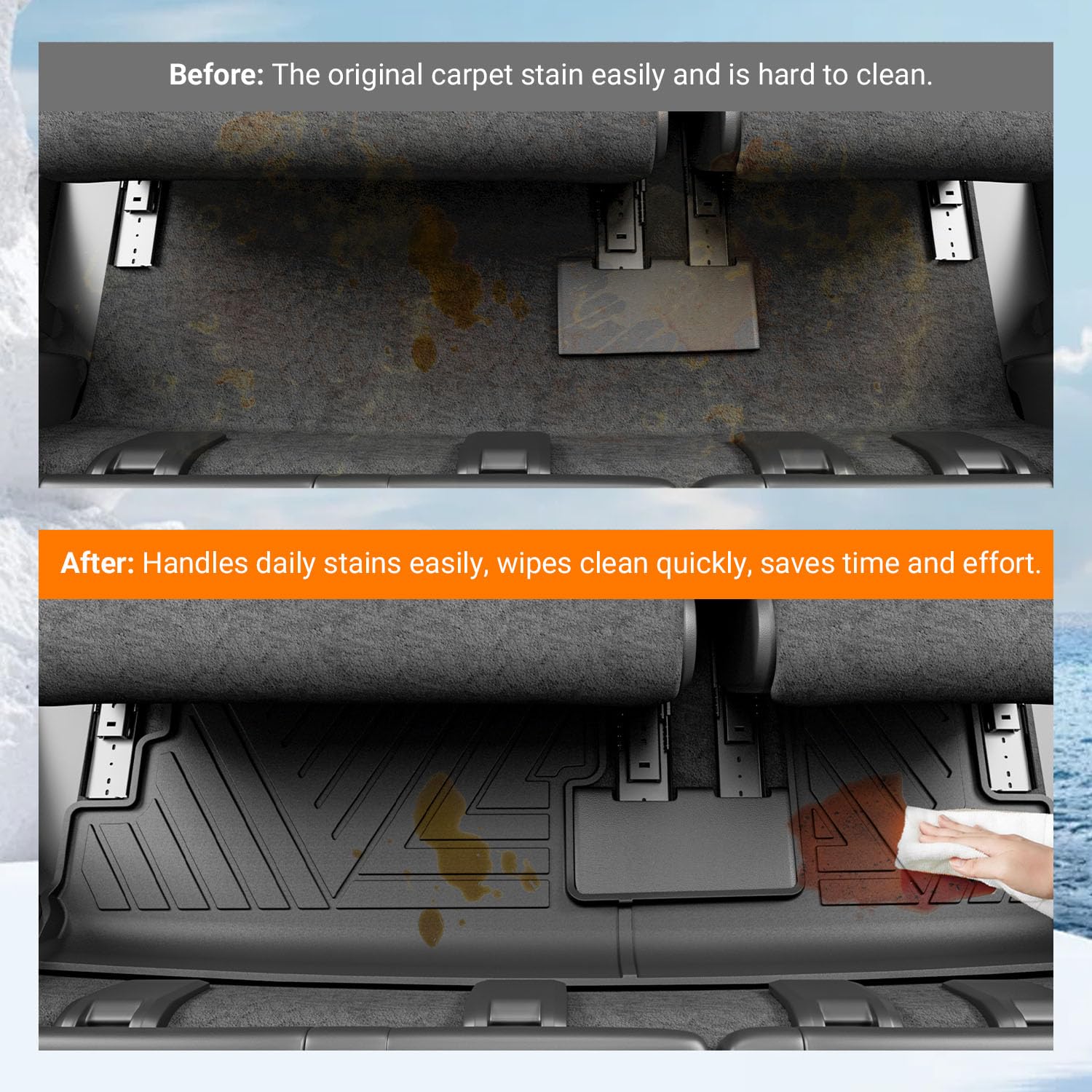 powoq Floor Mat Compatible with 18-24 Chevy Traverse Cargo Mat Replacement for 2018-2024 Chevy Traverse Accessories(Trunk+Backrest+7Seats Floor Mat)