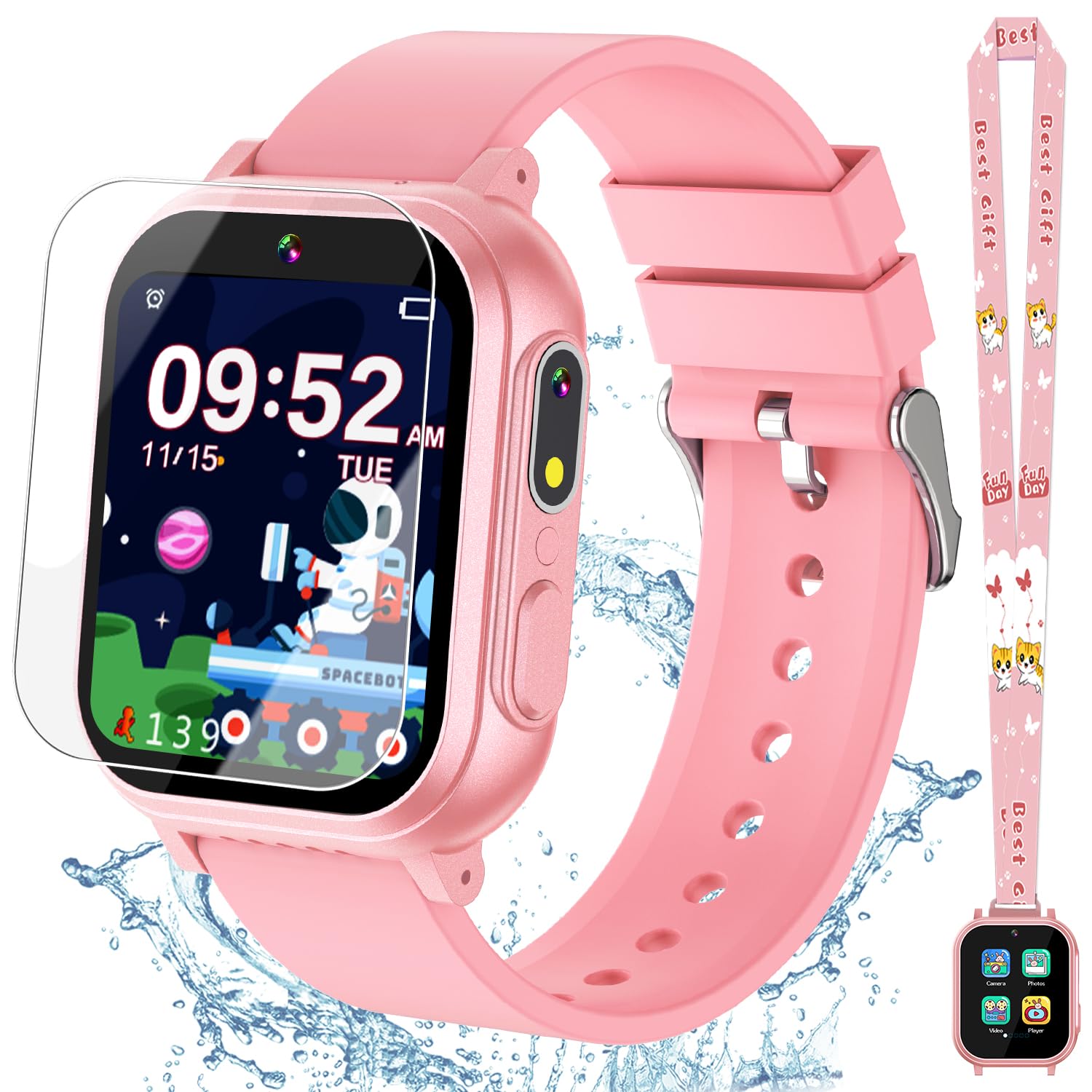Kids Waterproof Smart Watch Boys Toys Age 5-12 with 32 Games, Dual Camera, Habit Tracking, Music Player, Video, Alarm Clock, HD Touchscreen Watch for Kids Birthday Gift for 3-12 Years Old Boys(Black)