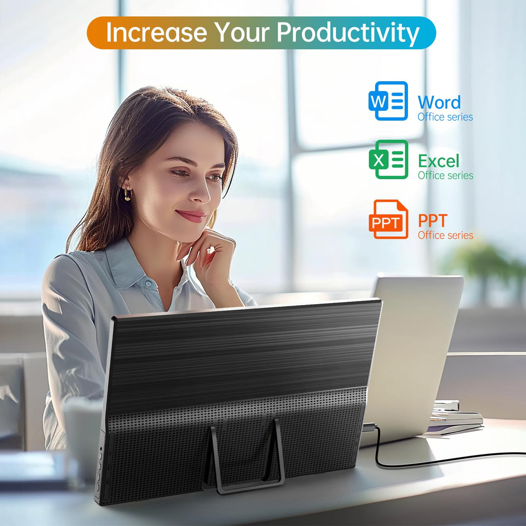 Portable Monitor 15.6 Inch 1080P USB-C HDMI Ultra-Slim Travel Monitor with Kickstand, Compatible with Xbox, Laptop, PC, Mac Phone, PS, Swich IPS Ultra-Thin Zero Frame Gaming Monitor