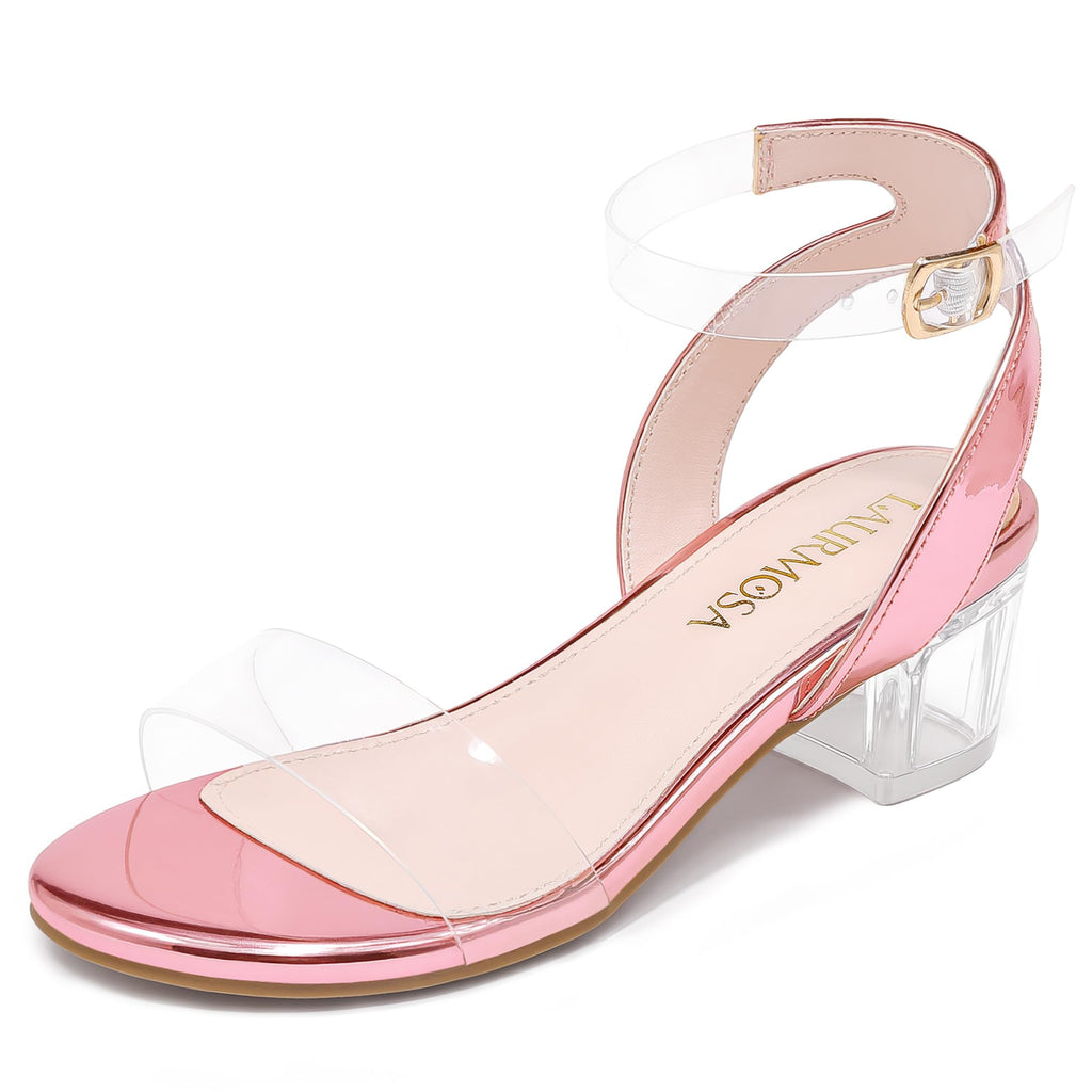 LAURMOSA High Heels for Kids Open Toe Dress Shoes for Girls Ankle Strap Pump Shoes Flower Girl Sandals Wedding Party for Little Big Kids