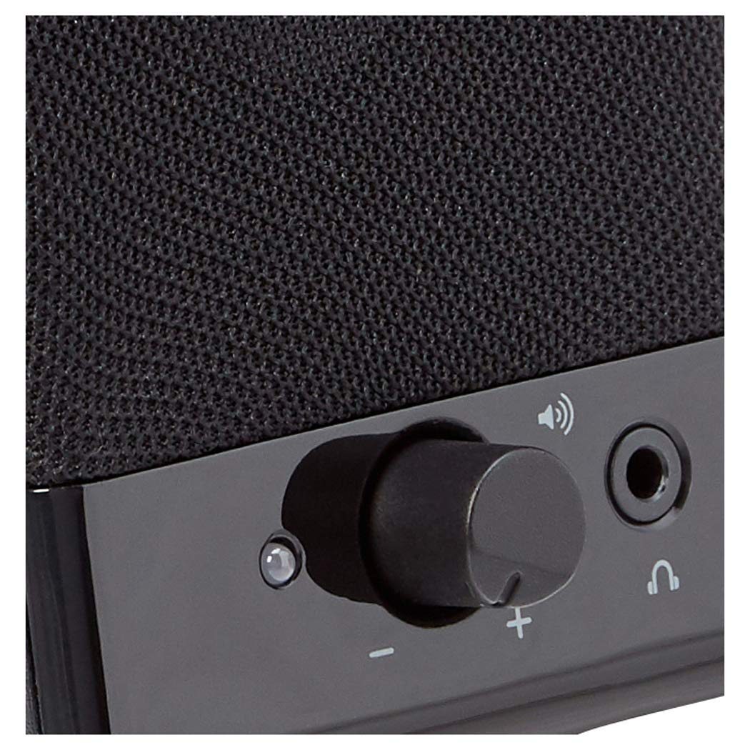 Amazon Basics AC-Powered Computer Speakers for Desktop or Laptop PC with Volume Control, Headphone Jack, Black (US Version)