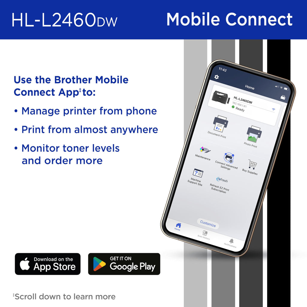 Brother HLL2460DW Printer and TN830XL 2-Pack Black High Yield Toner