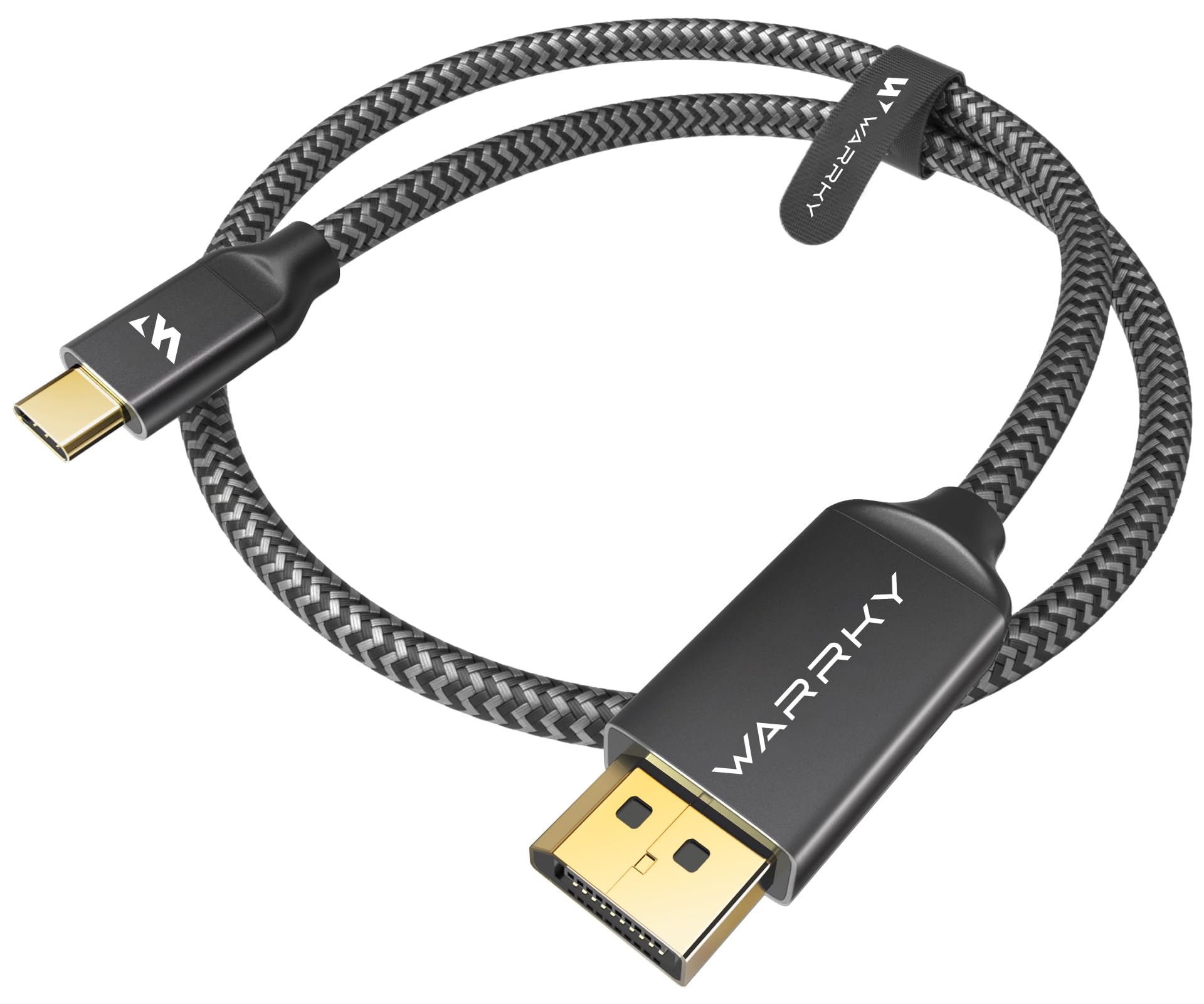 Warrky USB C to DisplayPort Cable for Office and Gaming (8K 60Hz, 4K 240/144Hz) Aluminum Type-C to Display Port (DP) Cord [Thunderbolt 3/4 Compatible] for iPhone 15 Series, iPad, Galaxy -3.3ft
