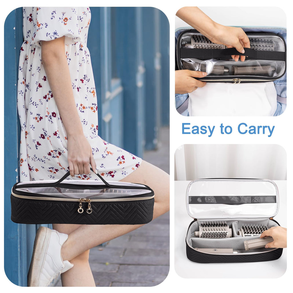 Large Hair Tools Travel Bag with Iron Mat - 2in1 Hair Tools Organizer for Hair Dryer Brush, Flat Irons, Straighteners, Curling Irons, Hair Bag, Makeup Bag, Cosmetic Bag for Travel Essentials